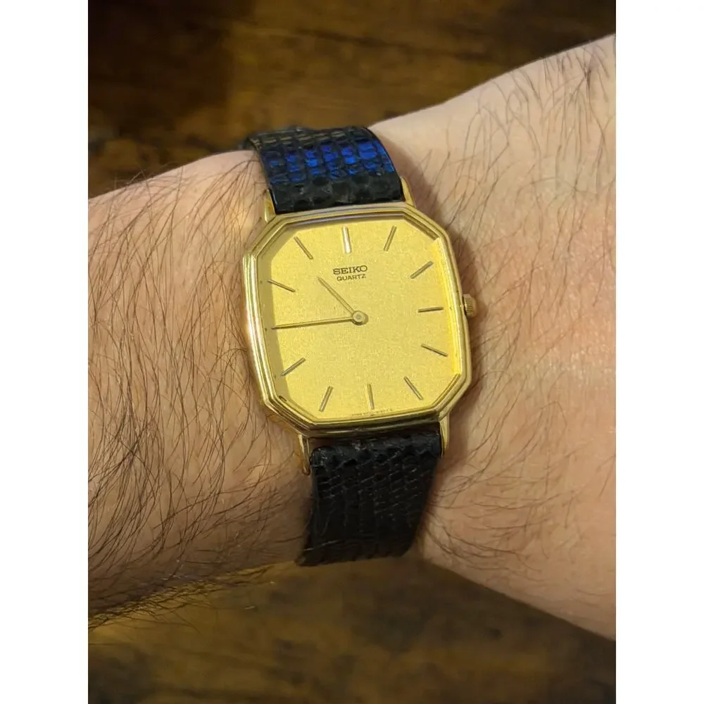 Seiko 6430-5079 Quartz Gold Tone Tank Dress Watch 28.6mm 1982